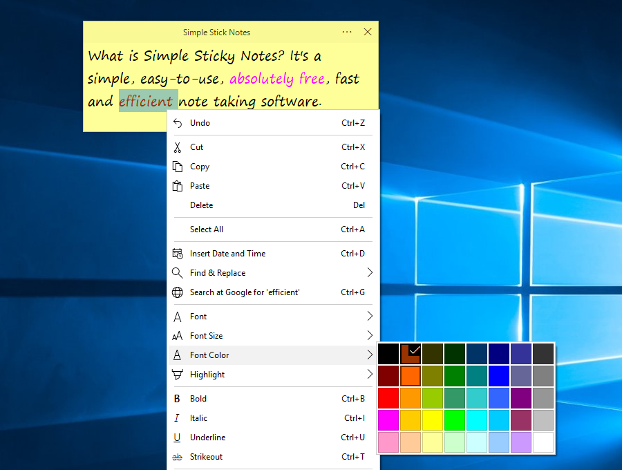 Simple Sticky Notes is fast and efficient taking notes software reliable Screen Shot