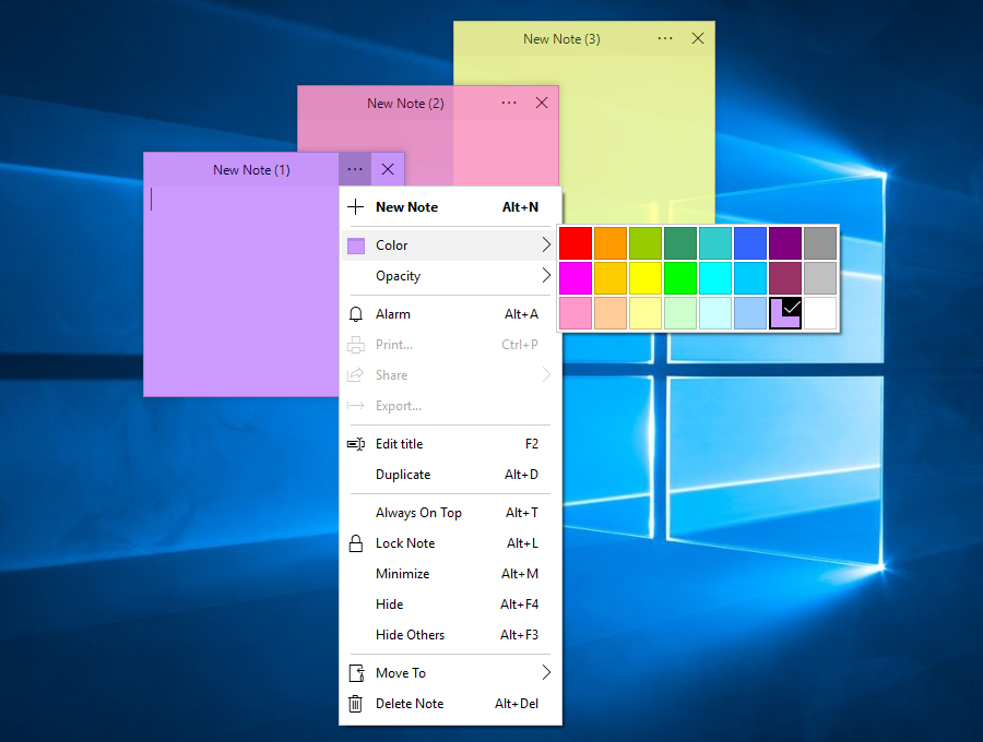 Screenshot of Simple Sticky Notes